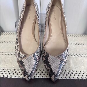 Cole Haan Women's Snakeskin Pointed-Toe Flats in Neutral and Blush